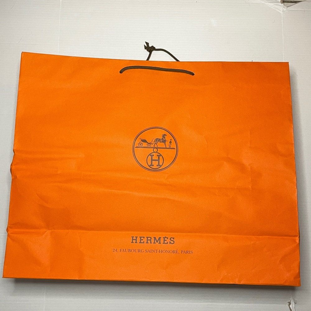 HERMES Paper Bag Shopping Bag Gift Bag Large Orange EMPTY BAG
